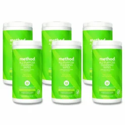 Method All Purpose Cleaning Wipes, 1 Ply, Lime and Sea Salt, White, 70/Canister, 6/Carton