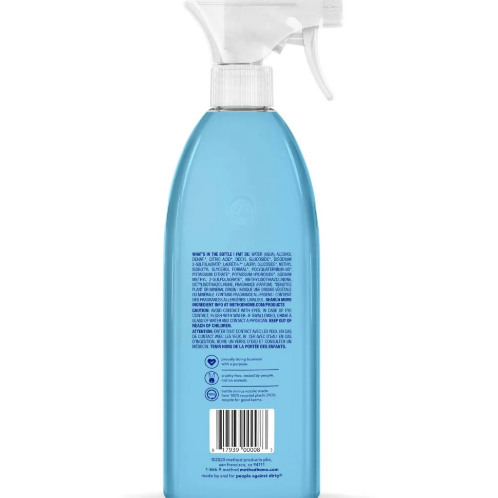 Method Daily Shower Spray Cleaner - 28 fl oz (0.9 quart) - Eucalyptus Mint Scent - Pleasant Scent, Non-toxic, Disinfectant - Blue - 8 / Carton