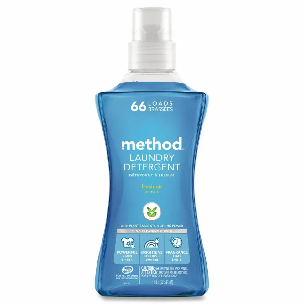 Method Laundry Detergent, Fresh Air Scent, 53.5 oz Bottle, 4/Carton