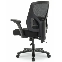 MFTC 400 Big & Tall Ergonomic Mesh/Fabric High-Back Chair with Flip-Up Armrests, Black/Black, BIFMA Compliant