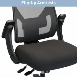 MFTC 400 Big & Tall Ergonomic Mesh/Fabric High-Back Chair with Flip-Up Armrests, Black/Black, BIFMA Compliant