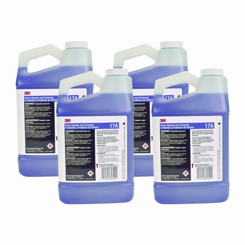 3M Glass Cleaner and Protector Concentrate, 2 L Bottle, 4/Carton