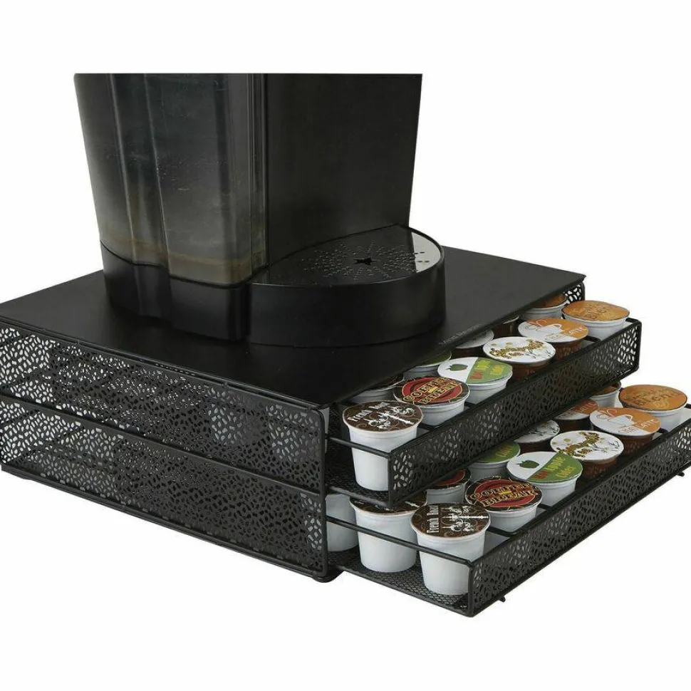 Mind Reader 2 Drawers Single Serve Coffee Pod Organizer, 5"H x 12-3/4"W x 13"L 72 Coffee Pod Capacity, Black