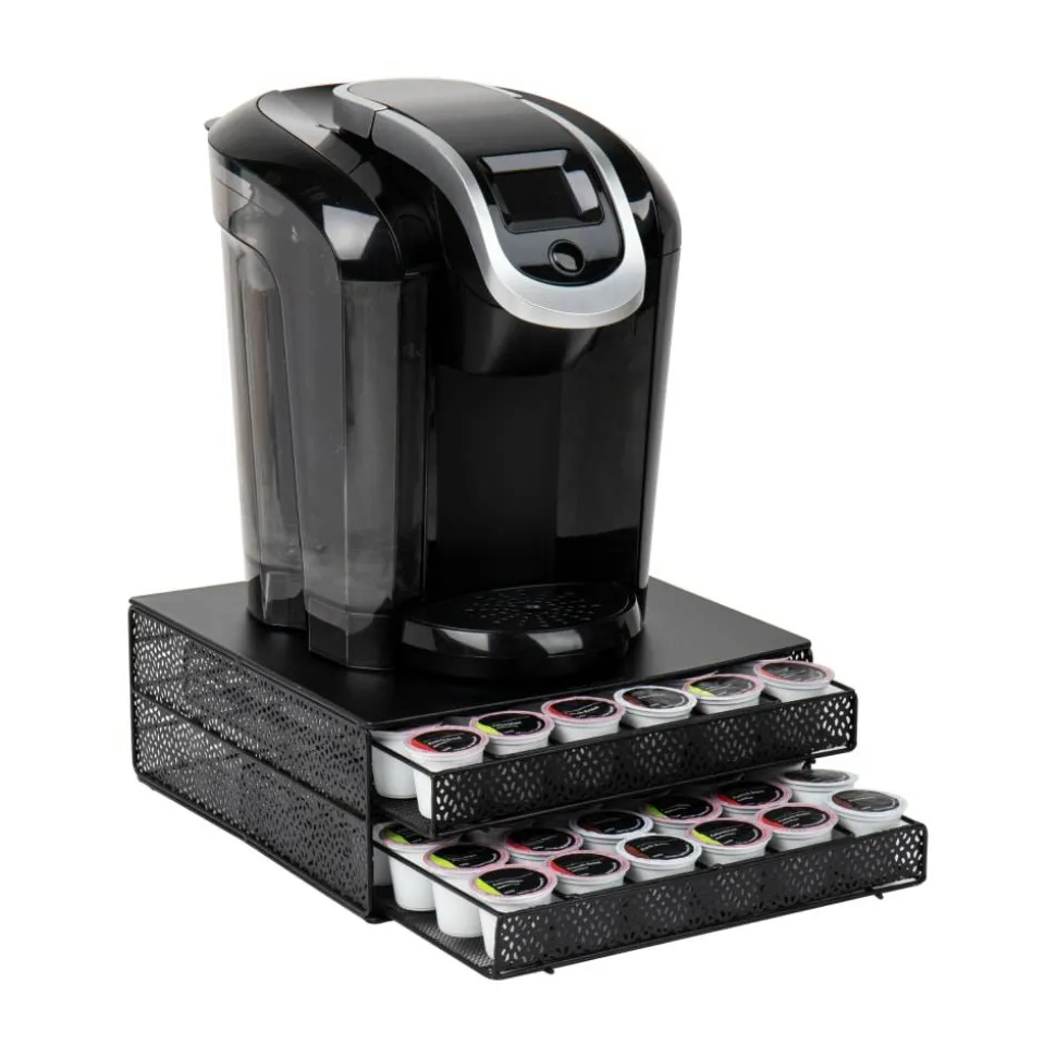 Mind Reader 2 Drawers Single Serve Coffee Pod Organizer, 5"H x 12-3/4"W x 13"L 72 Coffee Pod Capacity, Black