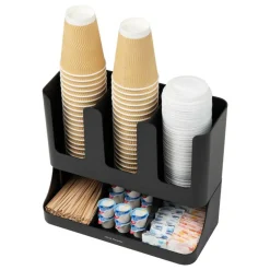 Mind Reader 6-Compartment 2-Tier Coffee Condiment And Cup Organizer, 11-1/2"H x 6-32/5"W x 13"D, Black