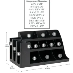 Mind Reader 14-Compartment/3-Tier Coffee Cup And Condiment Countertop Organizer, 12-1/2"H x 11-1/2"W x 24"L, Black