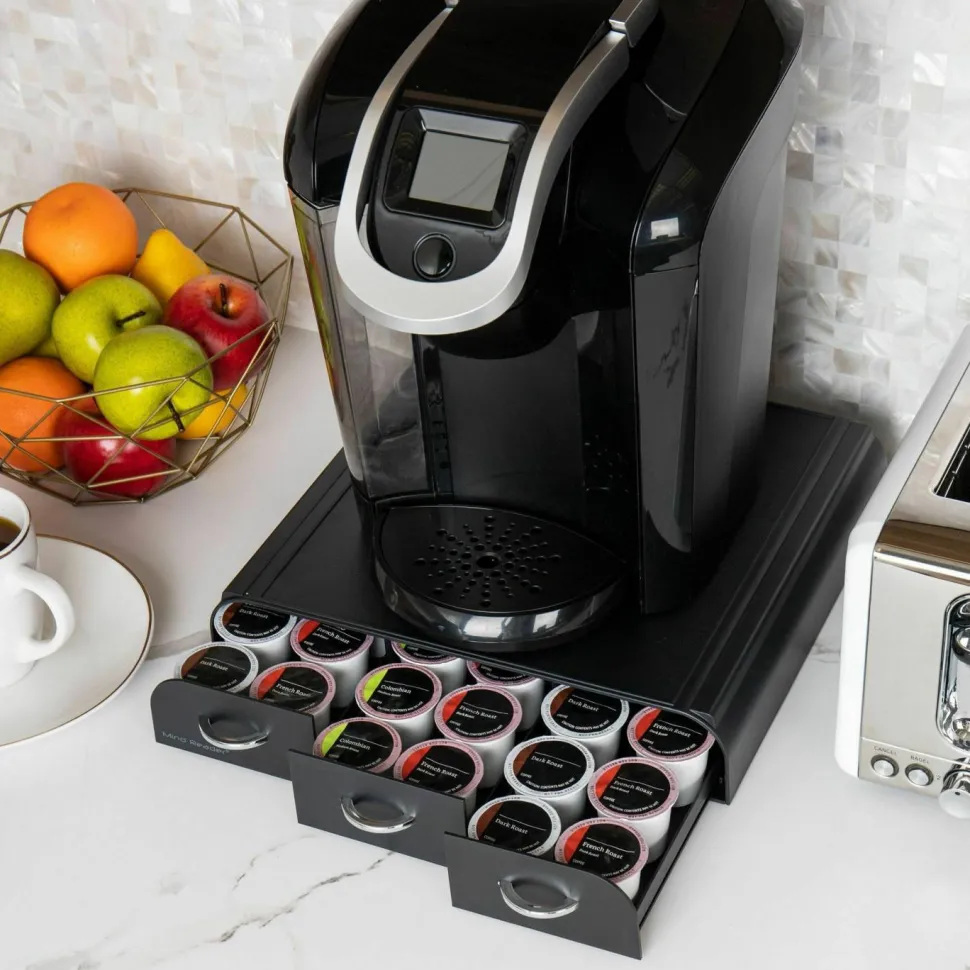 Mind Reader 3-Drawer Coffee Pod Drawer Organizer For 36 Coffee Pod Capacity, 2-1/2"H x 13-1/2"W x 12-1/4"D, Black