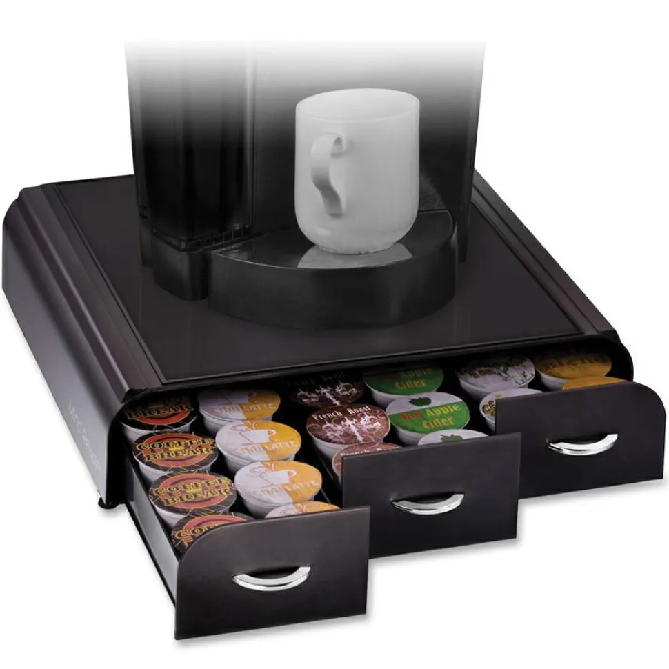 Mind Reader 3-Drawer Coffee Pod Drawer Organizer For 36 Coffee Pod Capacity, 2-1/2"H x 13-1/2"W x 12-1/4"D, Black