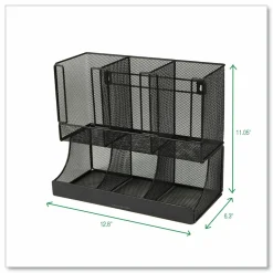 Mind Reader Network Collection 2-Tier 6-Compartment Coffee Cup and Condiment Countertop Organizer, 5 x 13 x 11.5, Black