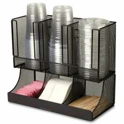 Mind Reader Network Collection 2-Tier 6-Compartment Coffee Cup and Condiment Countertop Organizer, 5 x 13 x 11.5, Black