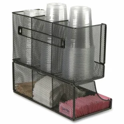 Mind Reader Network Collection 2-Tier 6-Compartment Coffee Cup and Condiment Countertop Organizer, 5 x 13 x 11.5, Black