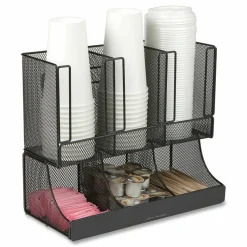 Mind Reader Network Collection 2-Tier 6-Compartment Coffee Cup and Condiment Countertop Organizer, 5 x 13 x 11.5, Black