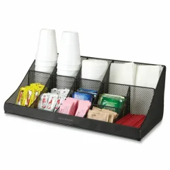 Mind Reader Network Collection 11-Compartment Coffee Cup and Condiment Countertop Organizer, 9.5 x 17.88 x 6.63, Black