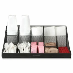 Mind Reader Network Collection 11-Compartment Coffee Cup and Condiment Countertop Organizer, 9.5 x 17.88 x 6.63, Black