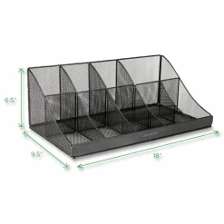 Mind Reader Network Collection 11-Compartment Coffee Cup and Condiment Countertop Organizer, 9.5 x 17.88 x 6.63, Black