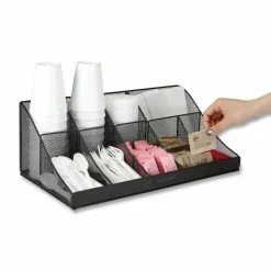 Mind Reader Network Collection 11-Compartment Coffee Cup and Condiment Countertop Organizer, 9.5 x 17.88 x 6.63, Black