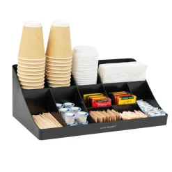 Mind Reader 11 Compartment Coffee Condiment Organizer, 6 5/8"H x 9-1/2"W x 17 -3/16"D, Black