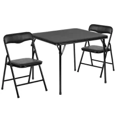 Mindy Kids Black 3 Piece Folding Table and Chair Set