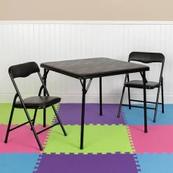 Mindy Kids Black 3 Piece Folding Table and Chair Set