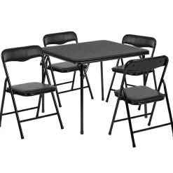 Mindy Kids Black 5 Piece Folding Table and Chair Set