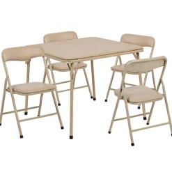 Mindy Kids Tan 5 Piece Folding Table and Chair Set
