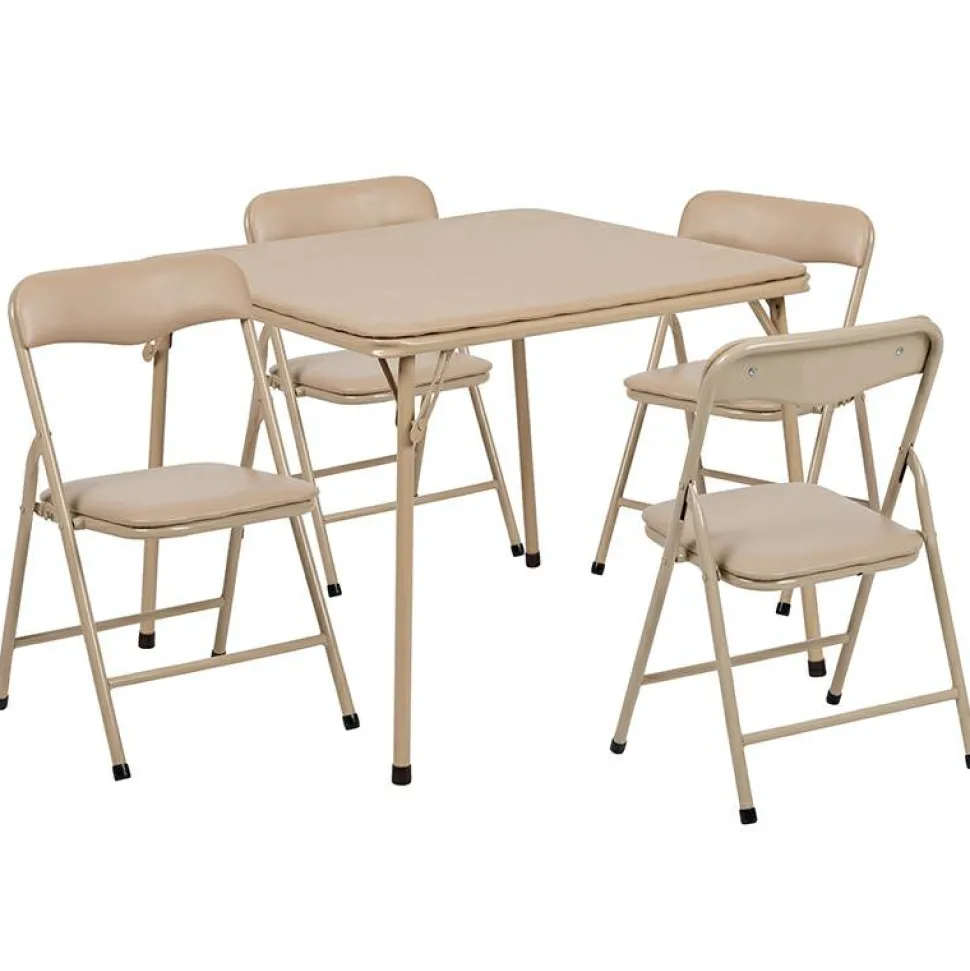 Mindy Kids Tan 5 Piece Folding Table and Chair Set