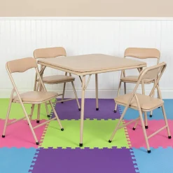Mindy Kids Tan 5 Piece Folding Table and Chair Set