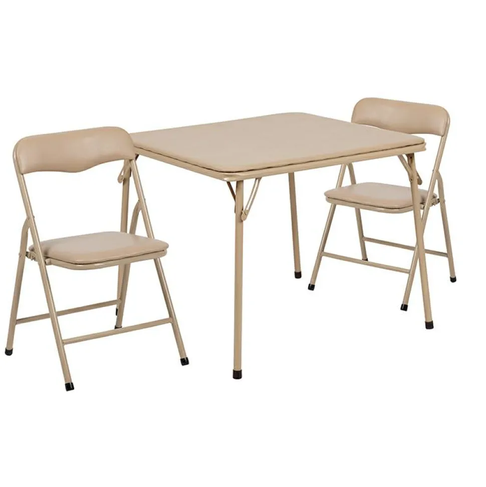 Mindy Kids Tan 3 Piece Folding Table and Chair Set