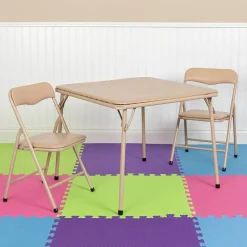 Mindy Kids Tan 3 Piece Folding Table and Chair Set
