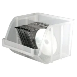 Mini Plastic Stacking Bin, Small Size, 6" x 8 3/4" x 9", Clear