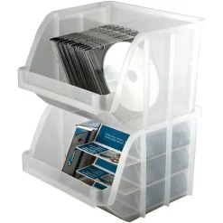 Mini Plastic Stacking Bin, Small Size, 6" x 8 3/4" x 9", Clear