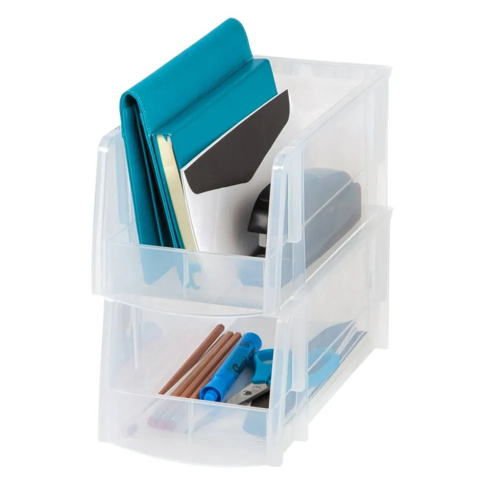 Mini Plastic Stacking Bin, Small Size, 5" x 5 1/2", Clear