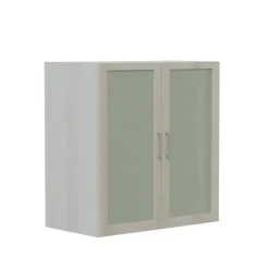 Mirella Glass Door Display Cabinet, White Ash
