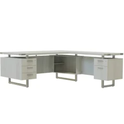 Mirella L-Shaped Configuration Desk, BBB/BF, White Ash