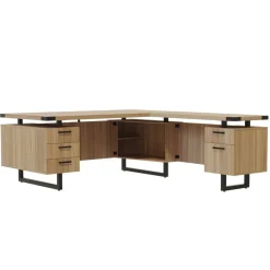 Mirella L-Shaped Configuration Desk, BBB/BF, Sand Dune