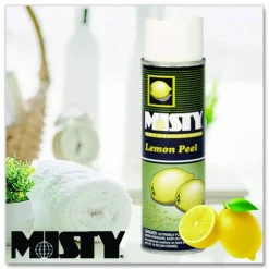 Misty Handheld Air Deodorizer, Lemon Peel, 10 oz Aerosol Spray, 12/Carton