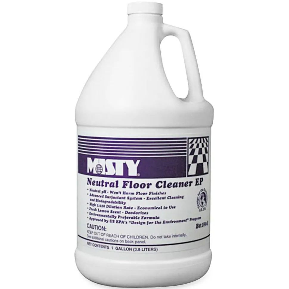 MISTY Neutral Floor Cleaner - Concentrate Liquid - 128 fl oz (4 quart) - Lemon Scent - 1 Each - Green