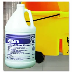 MISTY Neutral Floor Cleaner - For Multi Surface - Concentrate - Liquid - 128 fl oz (4 quart) - Lemon Scent Width - 4 / Carton - Pleasant Scent - Green