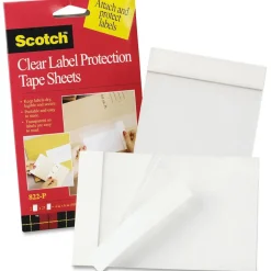 3M Label Protection Tape Sheets, 4" X 6" - 4" Width x 6" Length - Polypropylene Backing - 2 / Pack - Clear