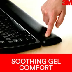 3M Large Gel Wrist Rest For Keyboards, 19"H x 0.8"W x 2.8"D, Black