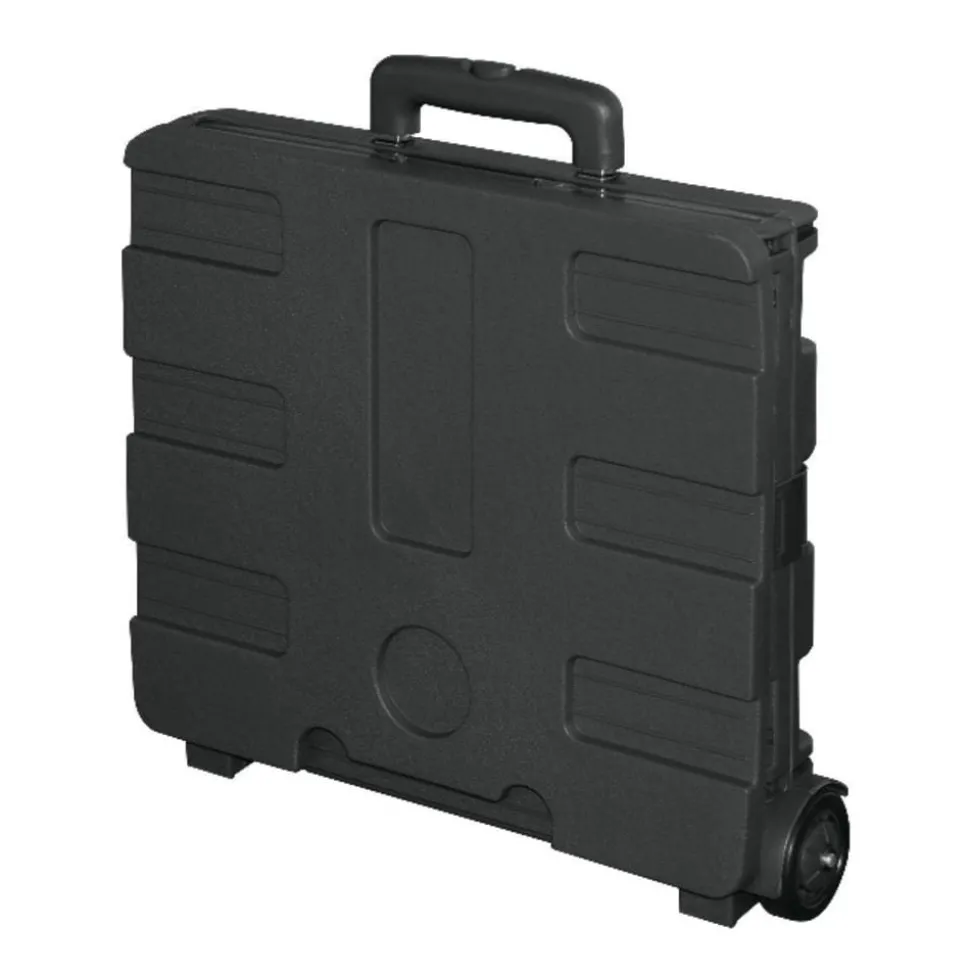 Mobile Folding Cart With Lid, 16"H x 18"W x 15"D, Black