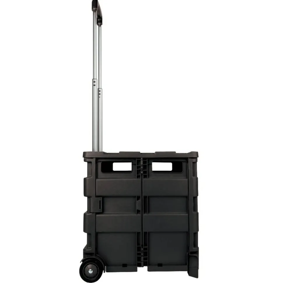 Mobile Folding Cart With Lid, 16"H x 18"W x 15"D, Black