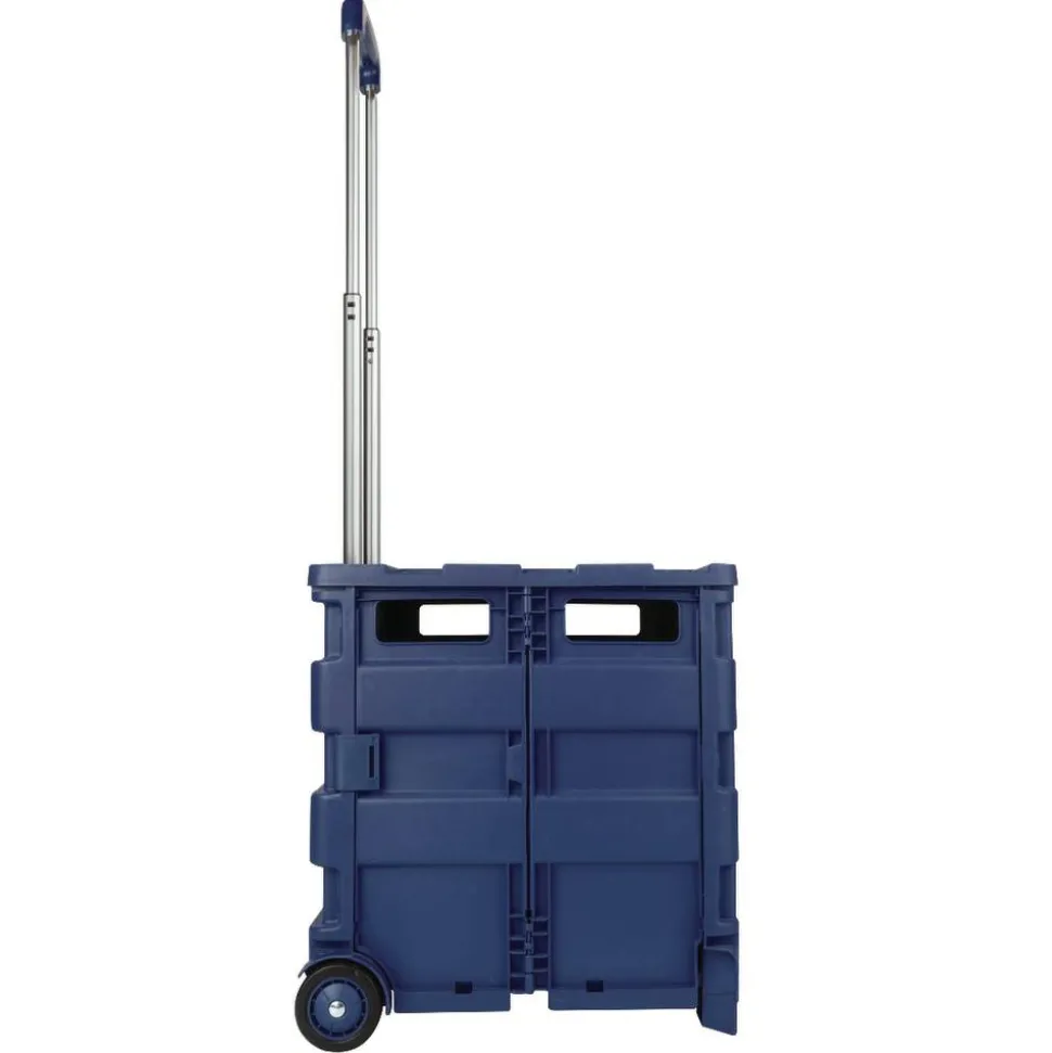 Mobile Folding Cart With Lid, 16"H x 18"W x 15"D, Blue