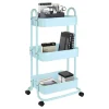 Mobile 3-Tier Storage Cart, 35-5/8"H x 17-15/16"W x 14-5/16"D, Light Blue