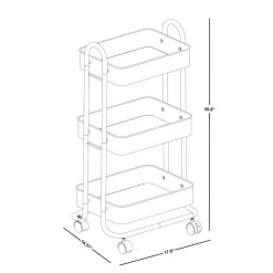 Mobile 3-Tier Storage Cart, 35-5/8