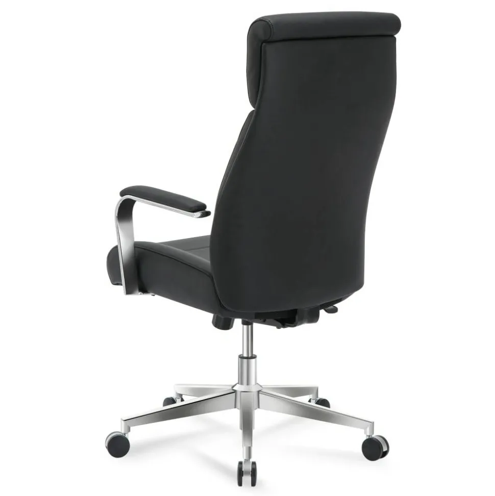 Modern Comfort Modee Vegan Leather High-Back Executive Office Chair, Black/Chrome, BIFMA Compliant