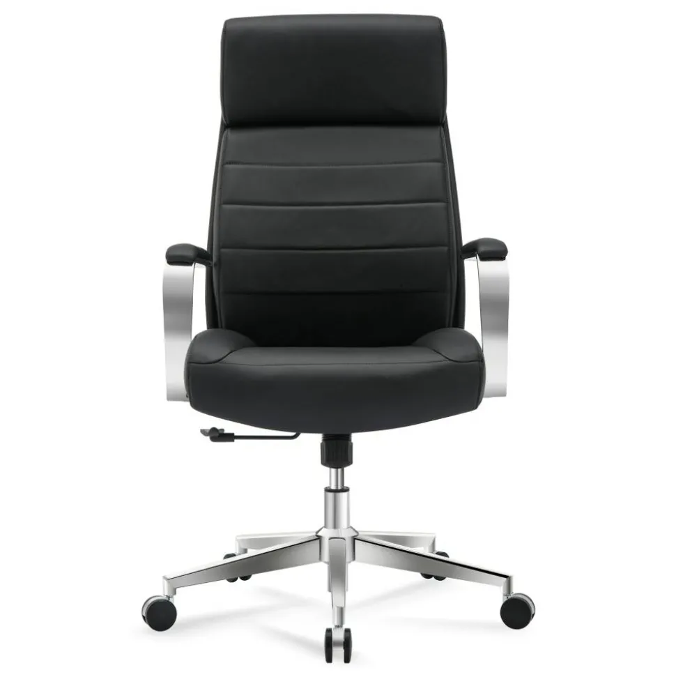 Modern Comfort Modee Vegan Leather High-Back Executive Office Chair, Black/Chrome, BIFMA Compliant