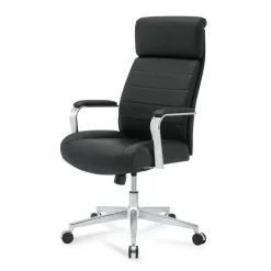 Modern Comfort Modee Vegan Leather High-Back Executive Office Chair, Black/Chrome, BIFMA Compliant