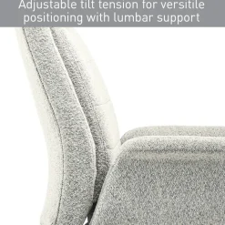 Modern Comfort Pizana Bouclé Fabric High-Back Executive Office Chair, Light Sand/Brushed Nickel, BIFMA Compliant
