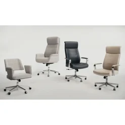 Modern Comfort Pizana Bouclé Fabric High-Back Executive Office Chair, Light Sand/Brushed Nickel, BIFMA Compliant
